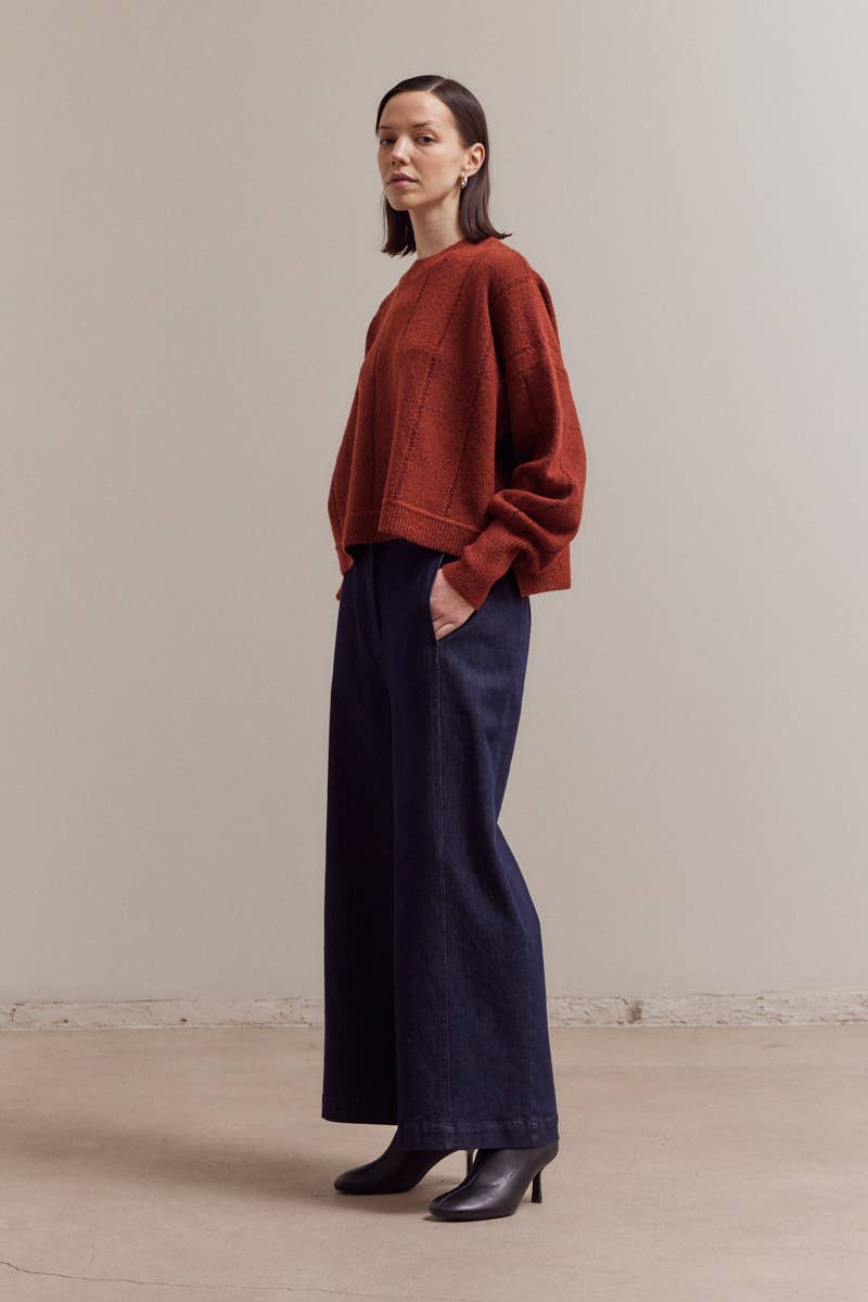 Textured Grid Knit Sweater