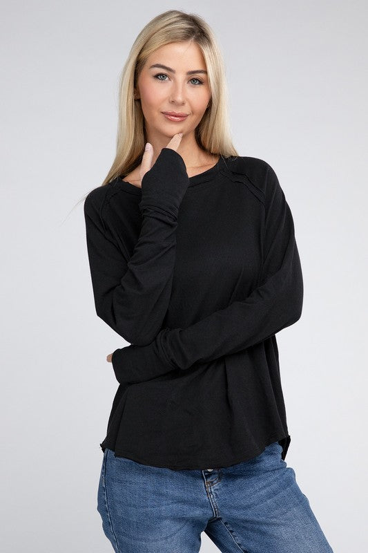 Cotton Raglan Sleeve Thumbhole Top