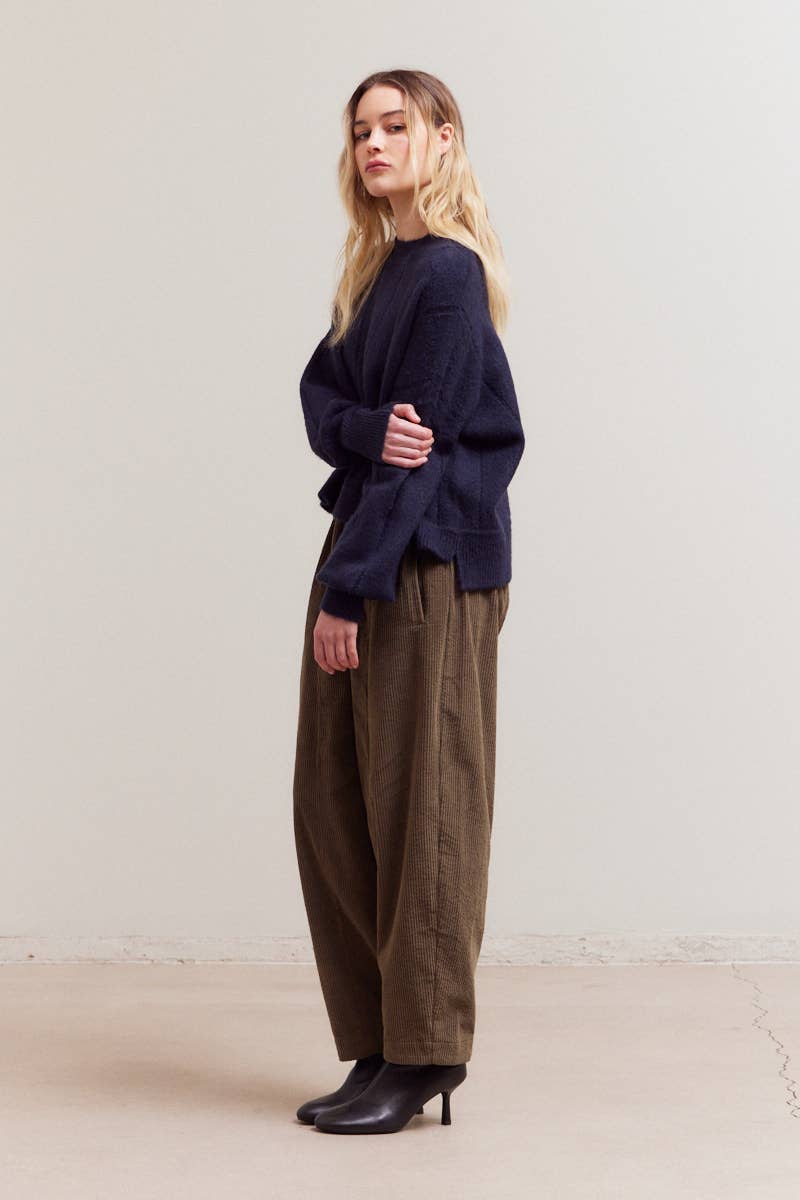 Textured Grid Knit Sweater