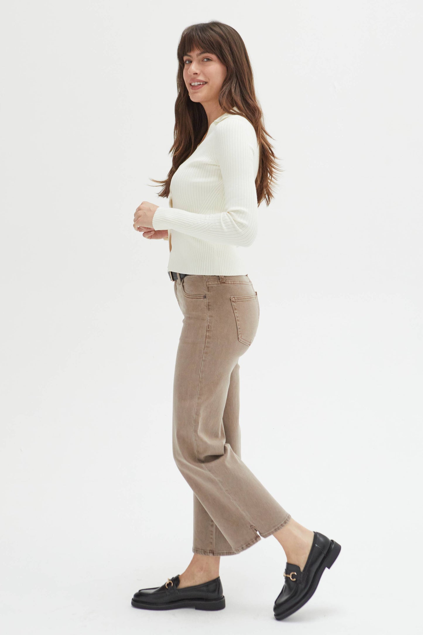 Addington Ankle Crop Mid Rise Jean, Brown Overdye