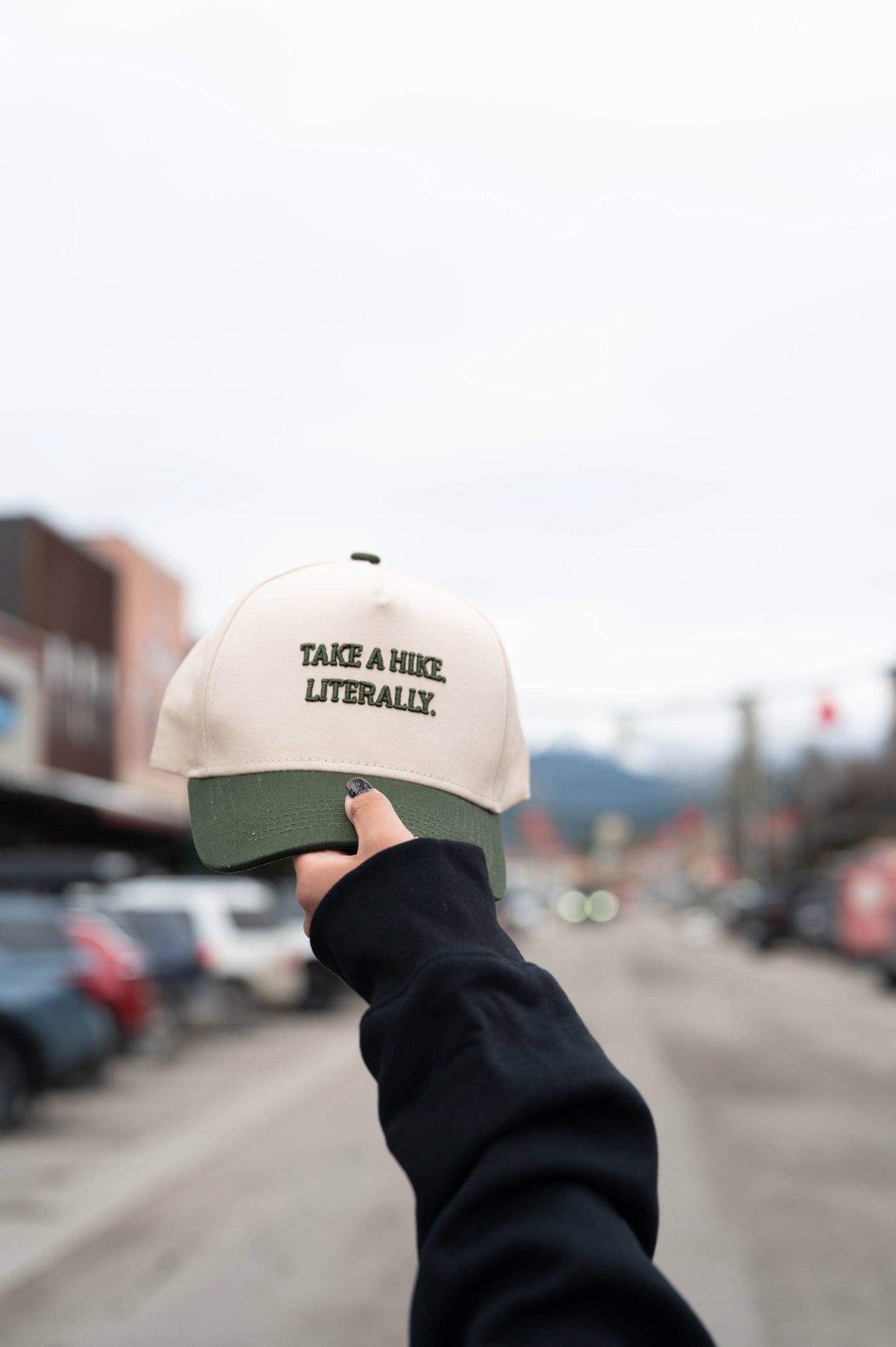 Take A Hike. Literally. Embroidered Trucker - Forest
