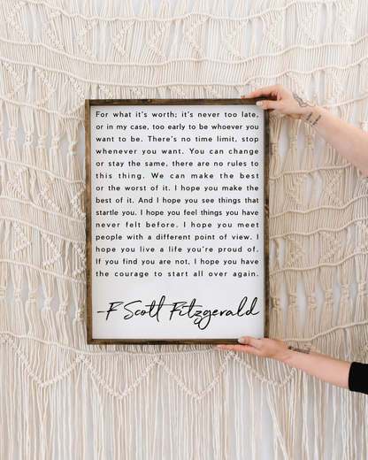 F. Scott Fitzgerald Quote Framed Print – Inspirational Art