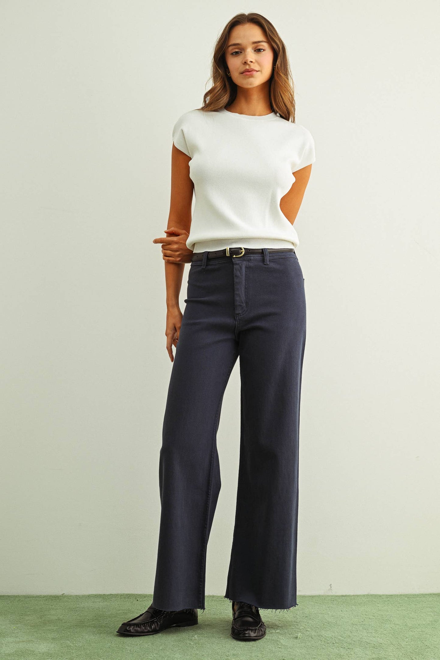 Stone Wide Leg Denim Pants