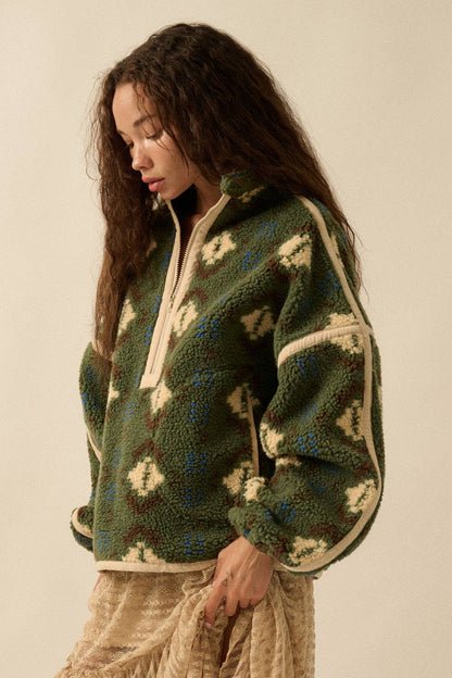 Geo-Print Sherpa Fleece Half-Zip