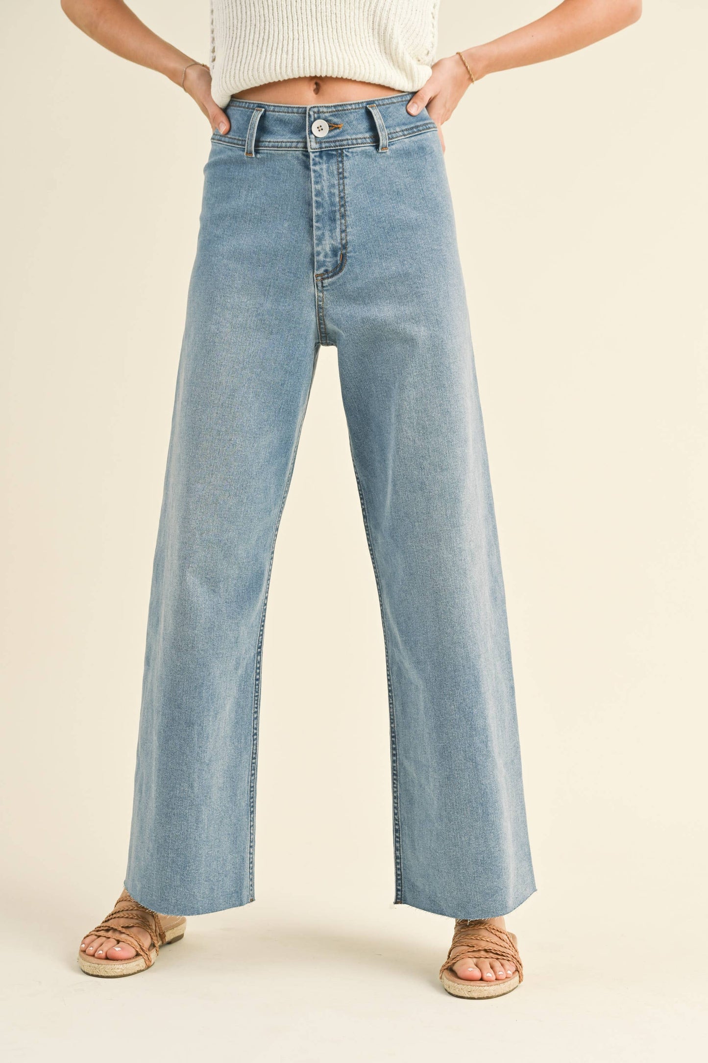Stone Wide Leg Denim Pants