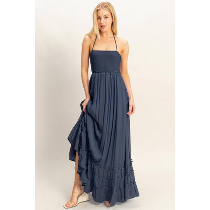 Smocked Halter Maxi Dress