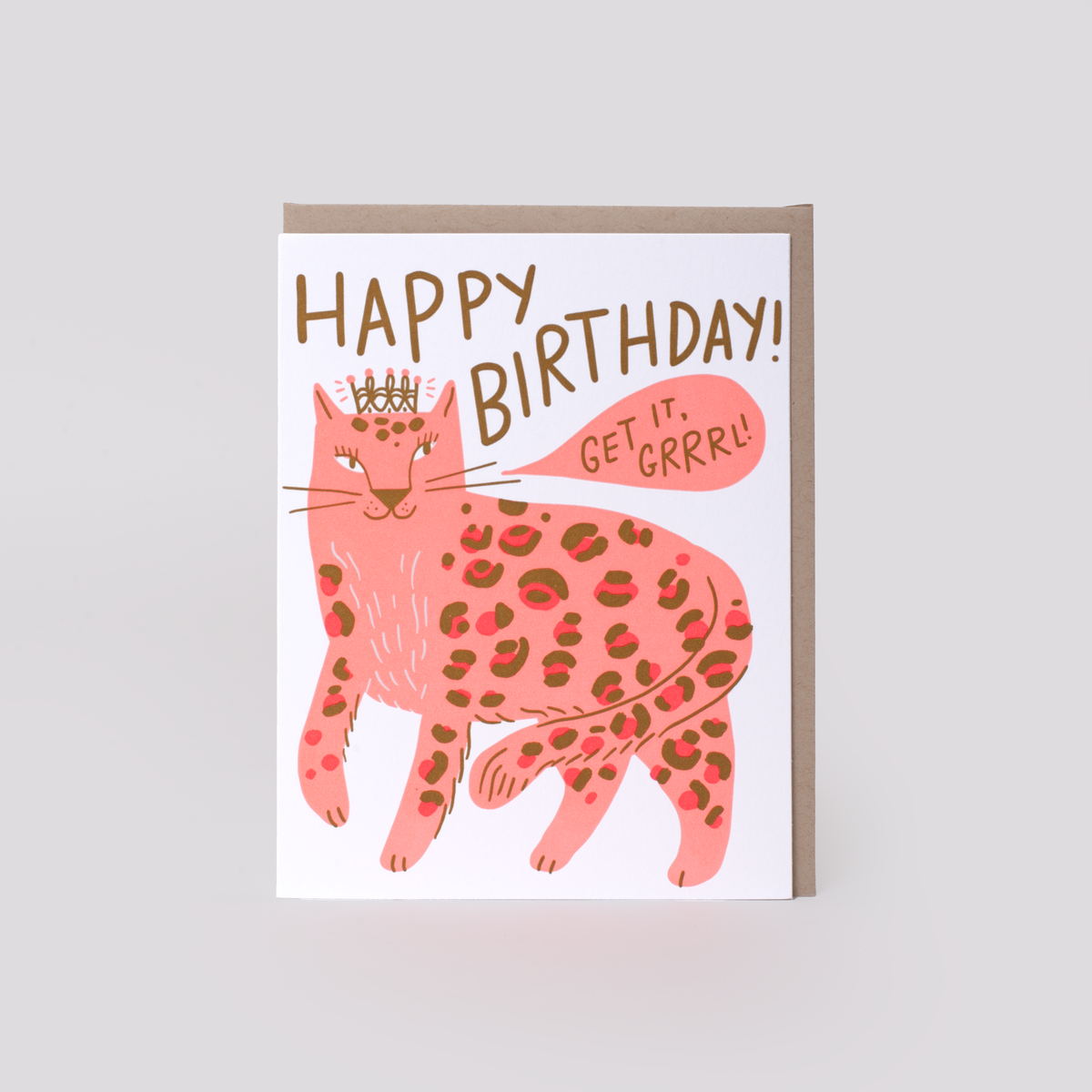 Birthday Grrrl Cheetah Letterpress Greeting Card by Hello!Lucky