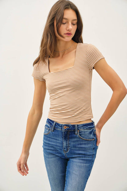 Ultra Soft Striped Square Neck
