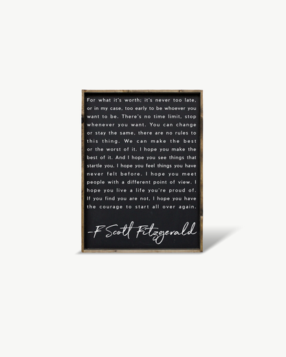 F. Scott Fitzgerald Quote Framed Print – Inspirational Art