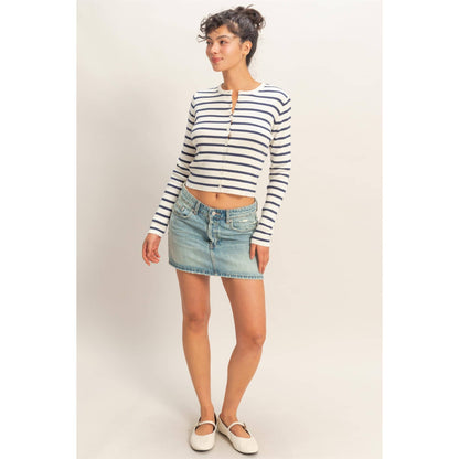 Striped Button-Up Cardigan