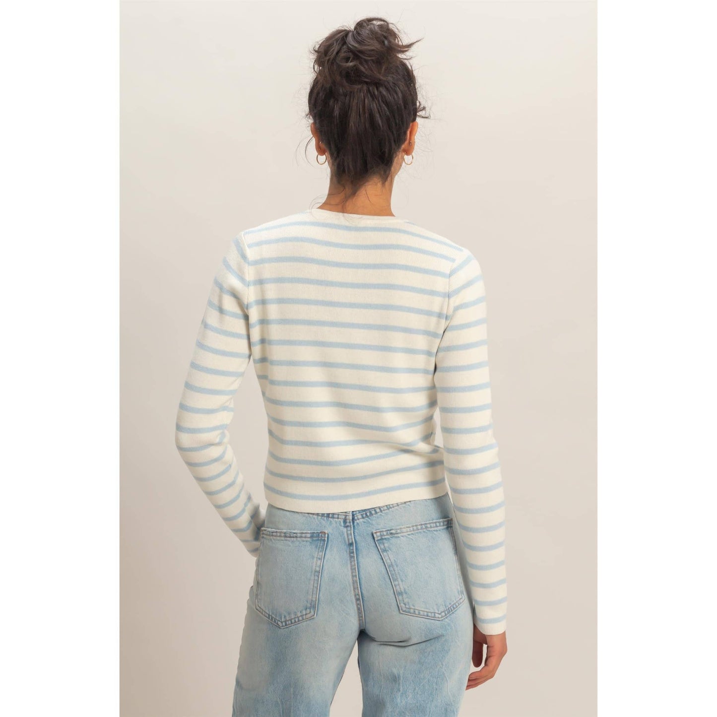 Striped Button-Up Cardigan