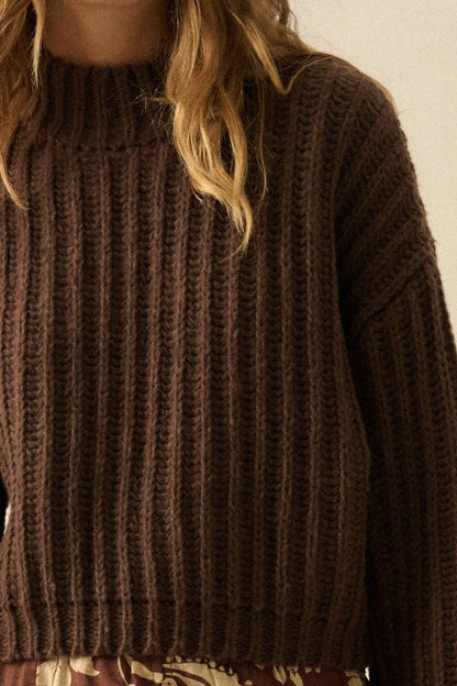 Essential Wide Sleeve Rib Knit Sweater