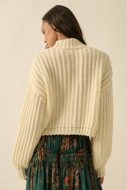 Essential Wide Sleeve Rib Knit Sweater