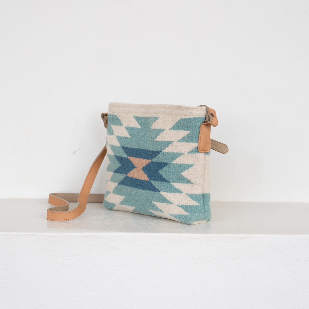 Viento Dulce Zapotec Wool Crossbody–Leather Trim