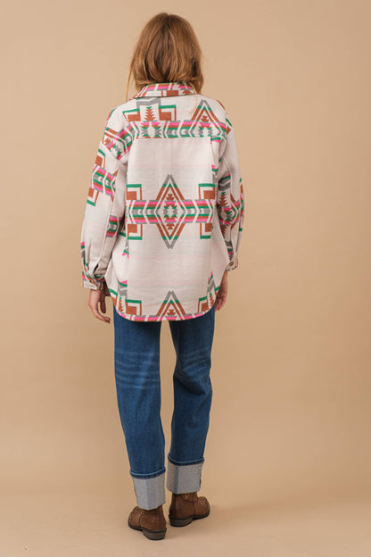 Blue B Exclusive Aztec Pattern Button Up Jacket