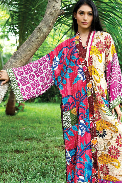 Kantha Kimono Quilted Cotton Robe