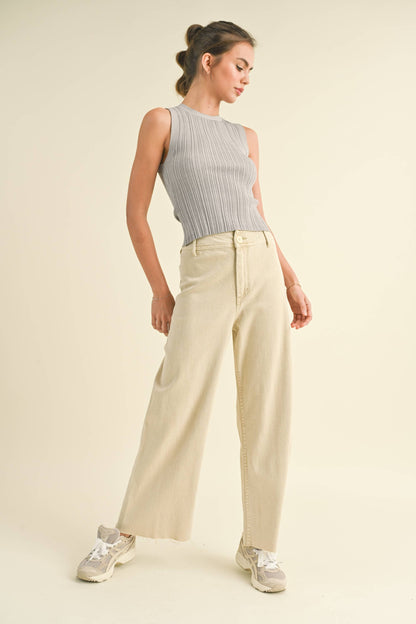 Stone Wide Leg Denim Pants