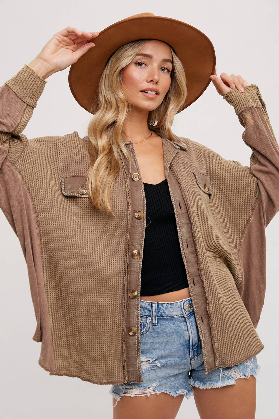 SLOUCHY WAFFLE KNIT JACKET