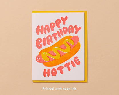 Letterpress Hottie Hot Dog Bday Card