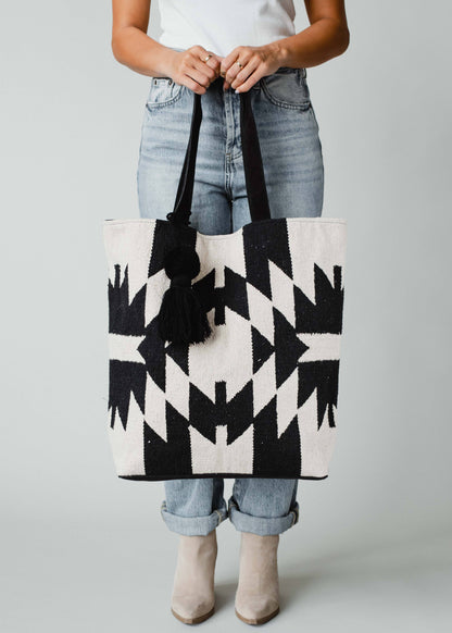 Cream & Black Aztec Tote