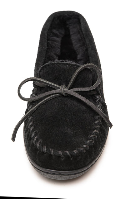 Men's Suede Cozy Sheepskin Moccasin Slipper House Shoe