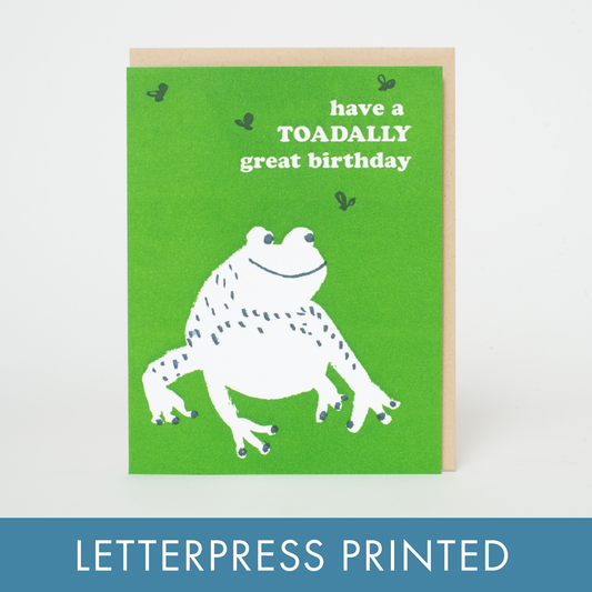 Toad Birthday Punny Letterpress Greeting Card by Egg Press