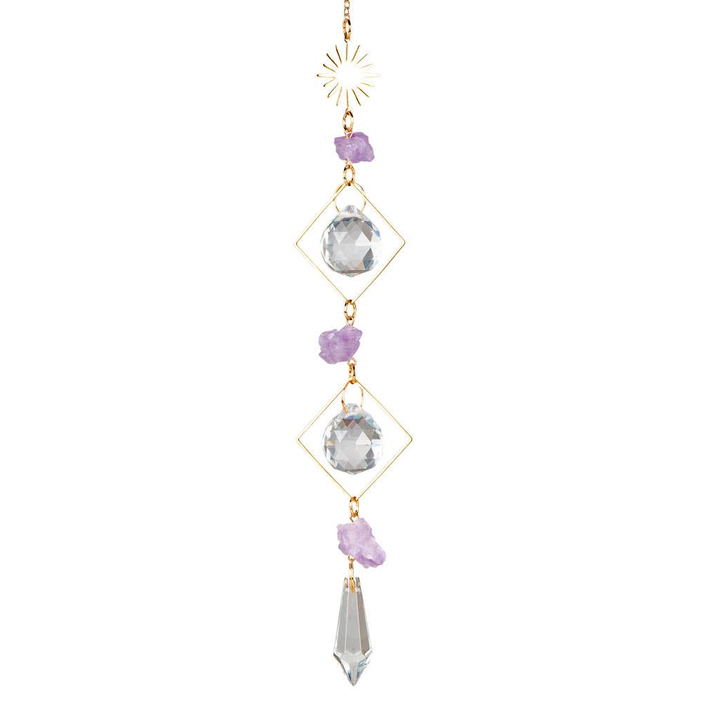 SUN WITH AMETHYST & DOUBLE DIAMOND CRYSTAL SUNCATCHER