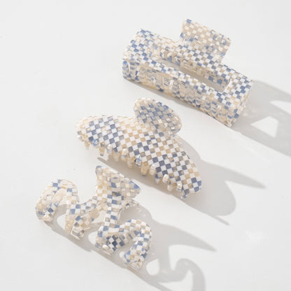 Blue Sand Checkerboard Large - Assorted Claw Clips