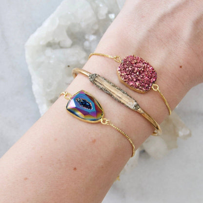 Faceted Gemstone Adjustable Bracelet