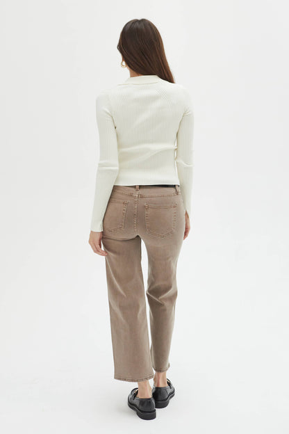 Addington Ankle Crop Mid Rise Jean, Brown Overdye