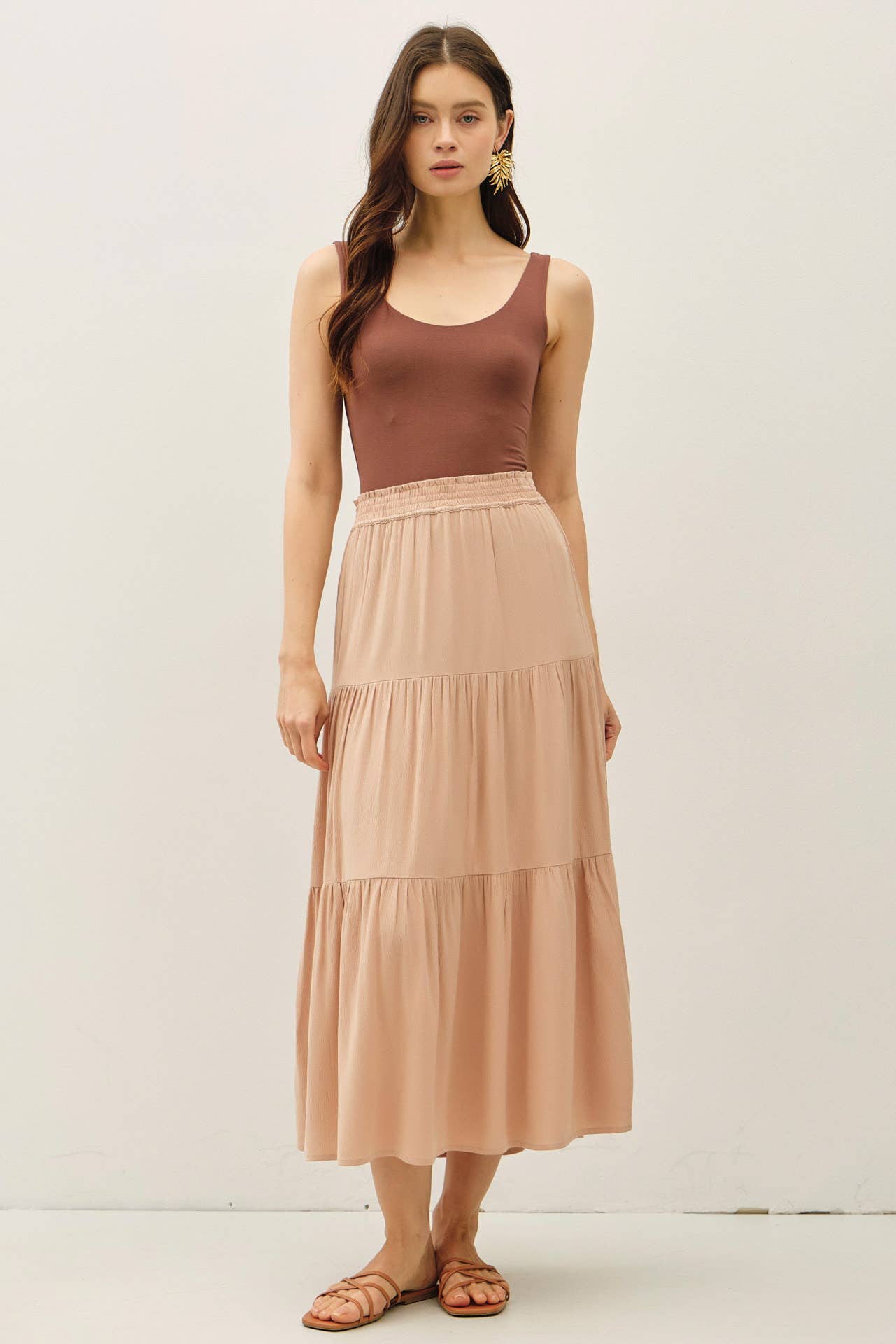 Smocked Waist Tiered Skirt