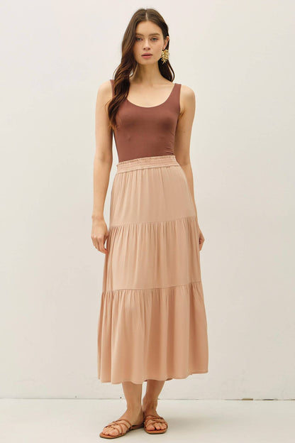 Smocked Waist Tiered Skirt
