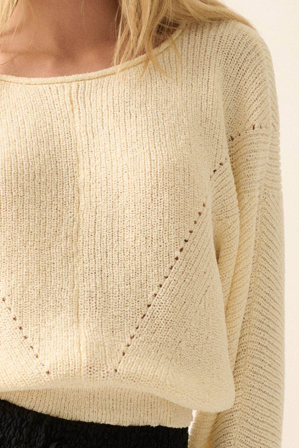 Simple Rib-Knit Dolman-Sleeve Sweater