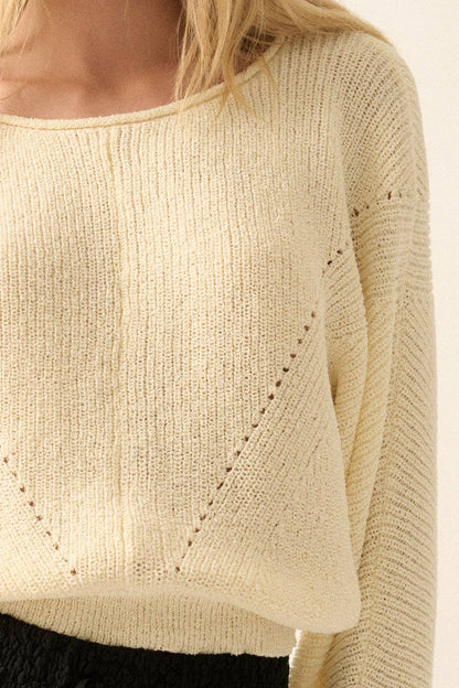 Simple Rib-Knit Dolman-Sleeve Sweater
