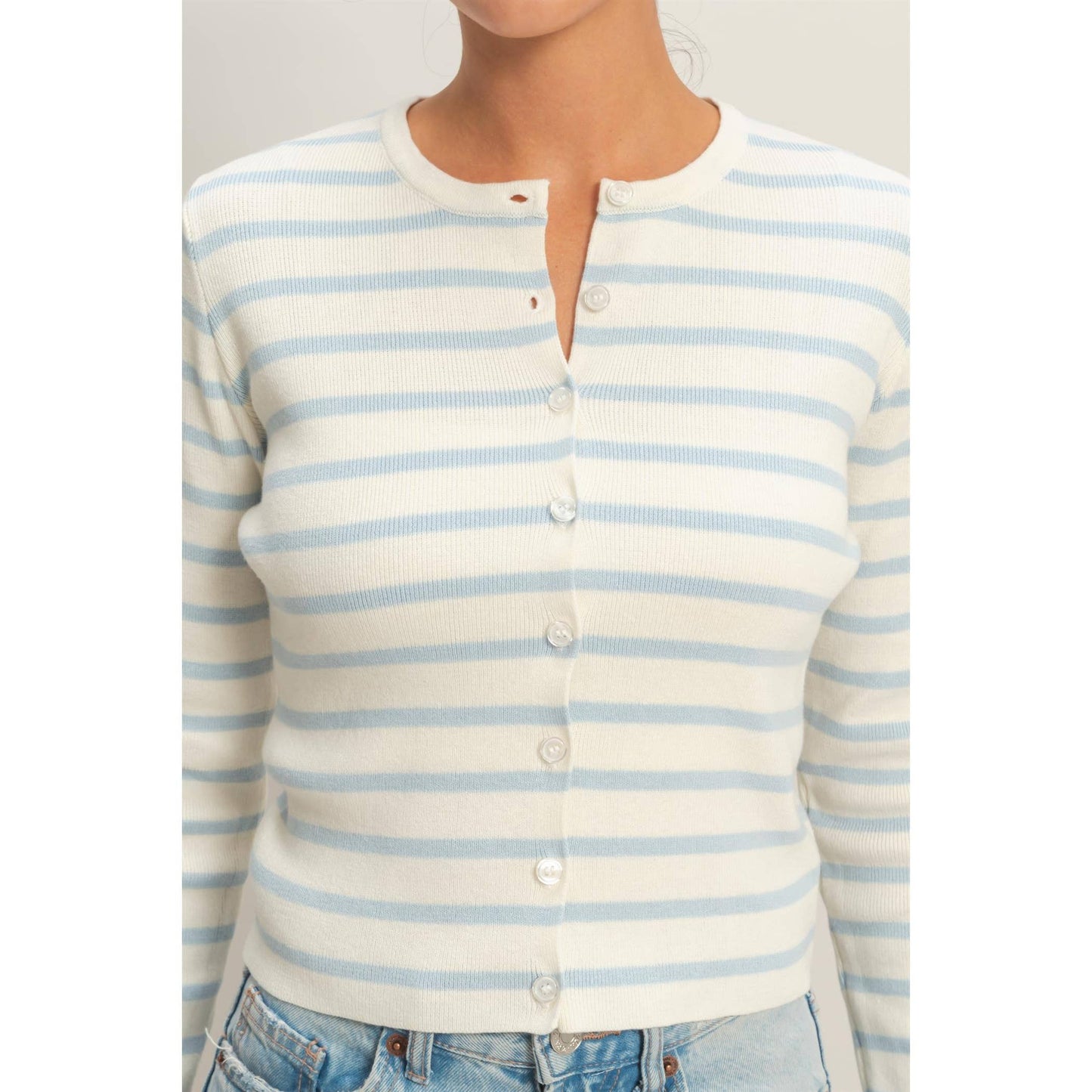 Striped Button-Up Cardigan