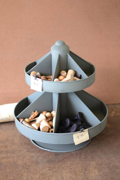 DOUBLE LEVEL ROUNND METAL ROTATING ORGANIZER