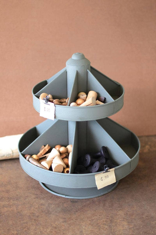 DOUBLE LEVEL ROUNND METAL ROTATING ORGANIZER