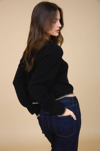 Contrast Stitch Cardi