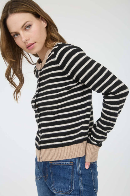 Contrast Striped Cardigan