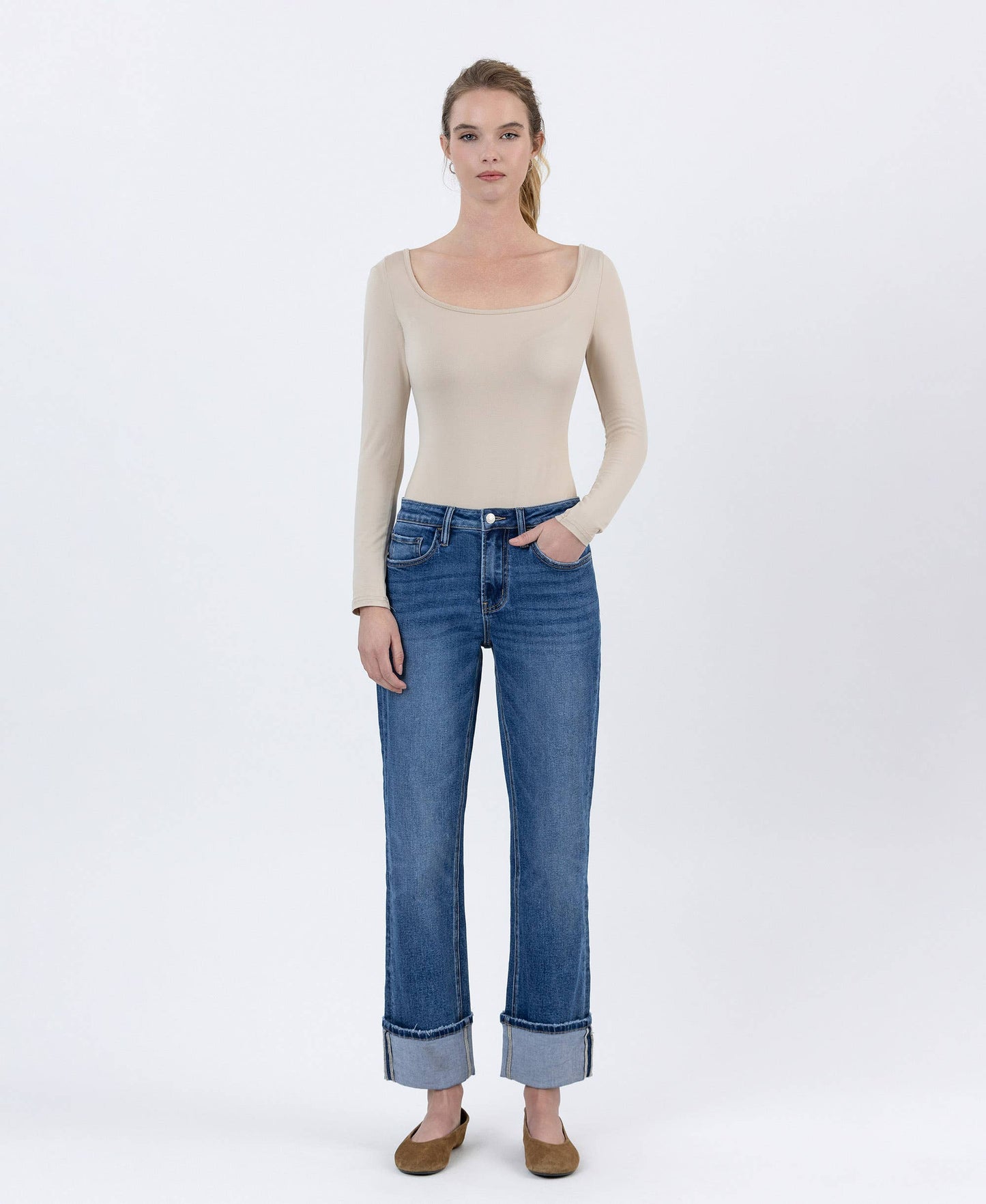 Classic Ankle Cuff High Rise Jean