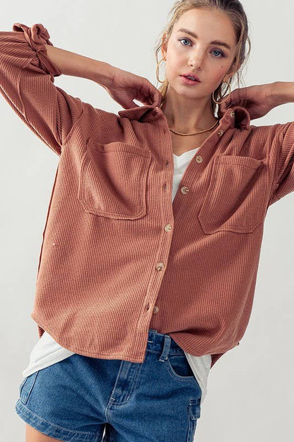 Soft and Stretchy Cord Button Up