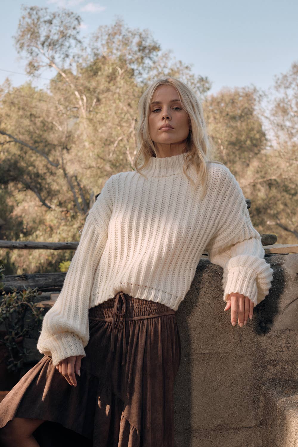 Essential Wide Sleeve Rib Knit Sweater