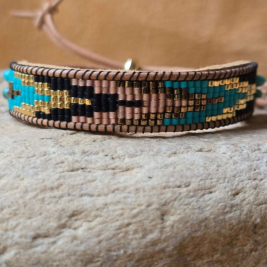 Echoed Truth Forward Motion Turquoise Medium Beaded Cuff Bracelet