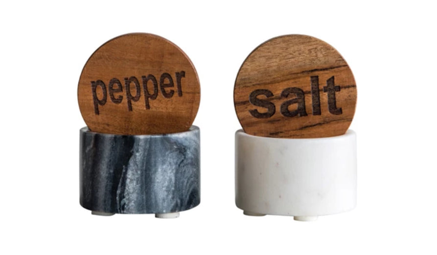 Salt and Pepper Container with Wood Lid