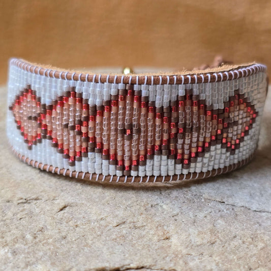Sacral Harvest Glow Fifth Dimension Peach Moonstone Large Beaded Cuff Bracelet