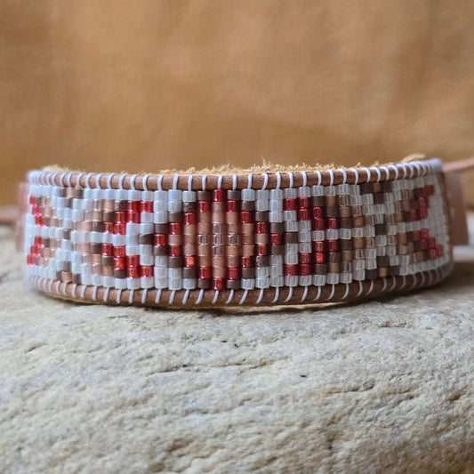 Sacral Harvest Glow Flight of the Butterfly Peach Moonstone Medium Beaded Cuff Bracelet