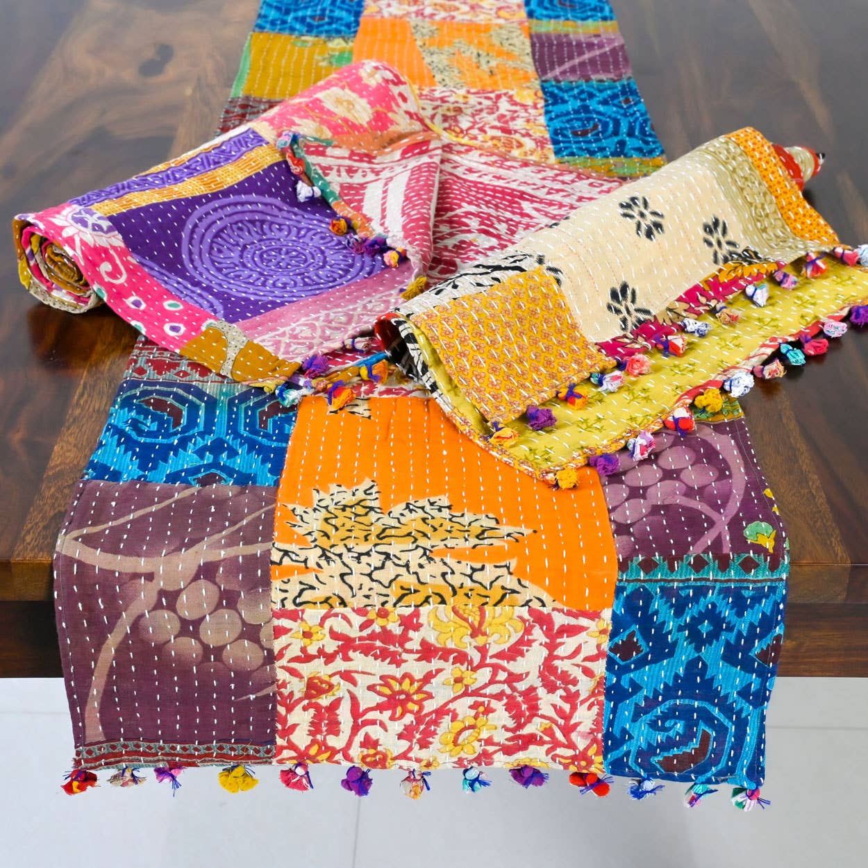 Kantha Cloth Table Runner