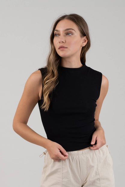 The Essential Cotton Mock Neck Top