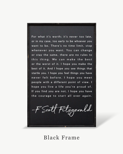 F. Scott Fitzgerald Quote Framed Print – Inspirational Art