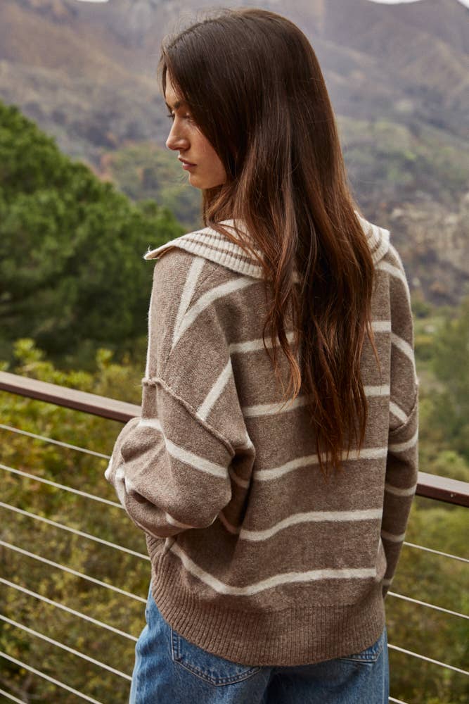 Weekend Stripe Polo Sweater